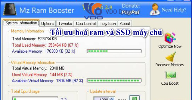 Tối ưu hoá ram và SSD máy chủ