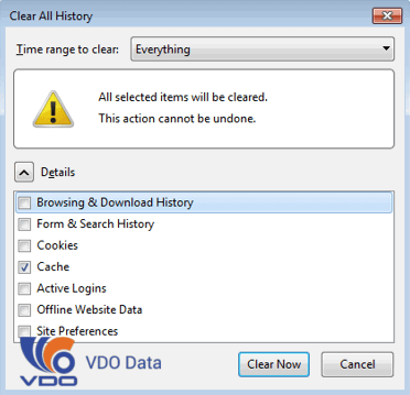 Xóa bộ nhớ cache trên Mozilla Firefox