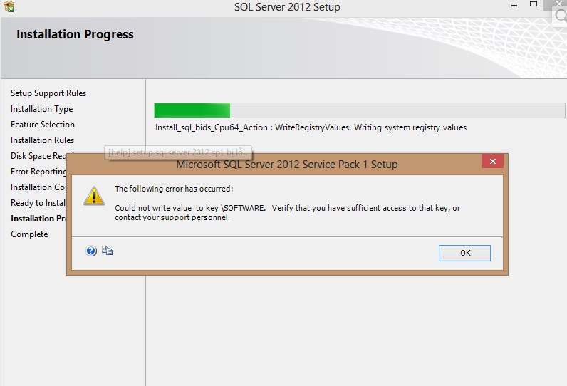 fix các lỗi thường gặp khi cài SQL Server 2012