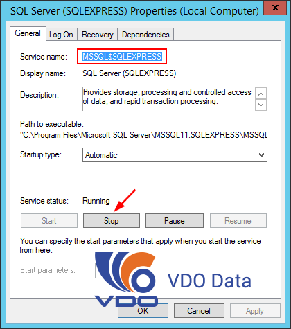 Khởi động/tắt dịch vụ SQL Server từ bảng điều khiển dịch vụ của Microsoft