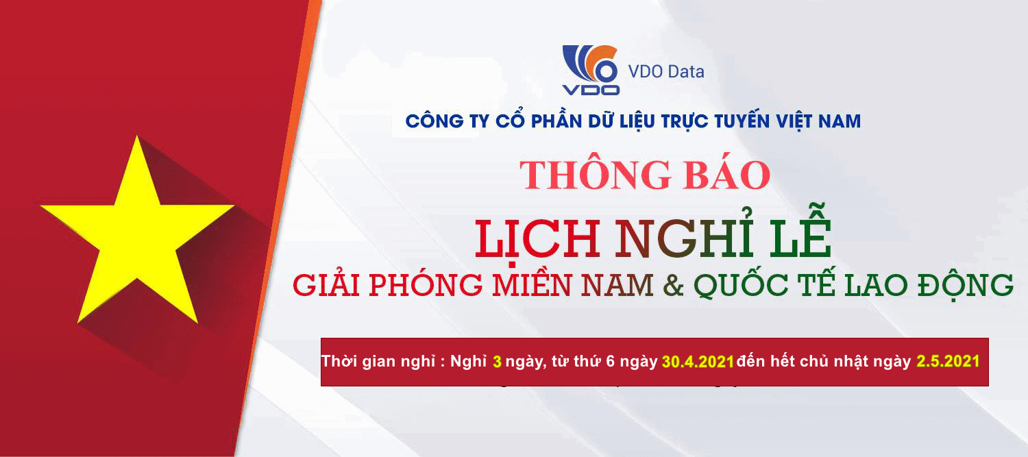 VDO thông báo lịch nghỉ lễ 30/4 - 1/5/2021